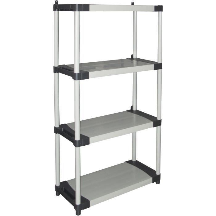 Estante de plástico 4 estantes carga 80 kg por estante 80x40x168 cm color negro gris
