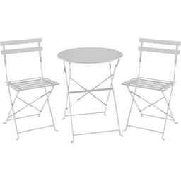 Bistro Set Garden Dining Table Folding with 2 Chairs Steel Grey