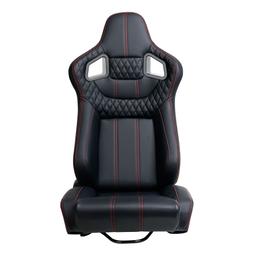 Racing Seat Fixed Pole Position Design Black PVC Leather Strong Durable Steel Frame Universal Fit Pair